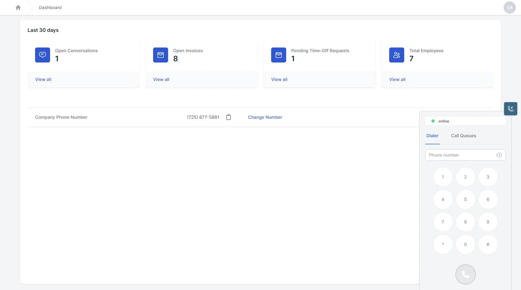 UpCentral Business Phone System UI